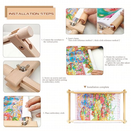 MUFEKUM Beech Wood Embroidery Tapestry Scroll Frame 21"x12" - style: 21"x12"