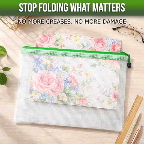 10 Pack Mesh Zipper Pouch Bags 10x14 inch - Plastic Zipper Pouches for Organizing - Document Bags With Zippers - Letter Size Zippered Pouch - Document Pouches With Zippers - size: 10 Pack 10x14