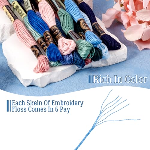 12 Skeins Cross Stitch Threads 0.5mm Embroidery Floss 6 Ply Polyester Friendship Bracelets Floss Crafts Floss 12 Color 8.75 Yards(8m)/Skein - color: 12 Color C