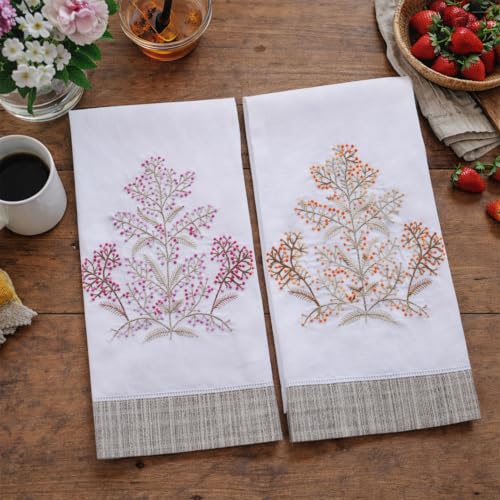 Bathroom Hand Towels Set of 2, Yellow Pink Natural - color: 1287 - Yellow Pink Natural