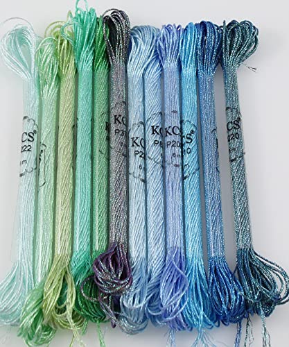 KCS 6-Strand Cross Stitch Metallic Variegated Pearl Shiny Embroidery Floss (12 Skeins # 3) - color: 12 Skeins # 3