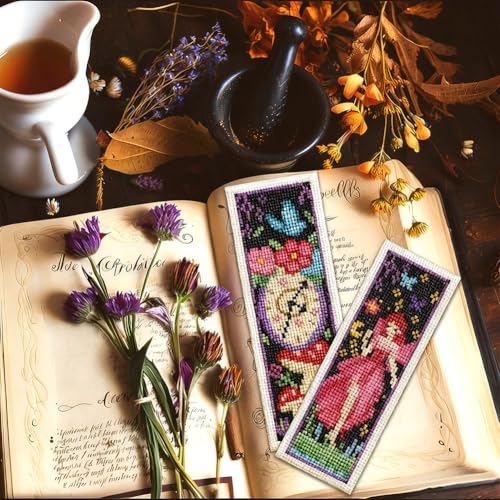 ORIGACH 6 Set Fairy Tale Fantasy Cross Stitch Bookmark Kit for Beginner - style: Fairy Tale Fantasy