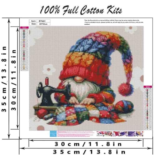 DYAIANGMU Gnome Stamped Cross Stitch Kit for Adults 13.7x13.7 inches - color: gnome-6