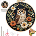 Ohcol Embroidery Kit Cross Stitch Kits for Beginners Needlepoint Kits for Adults Needle Point Kits with Owl & Hoop - color: Black - Owl