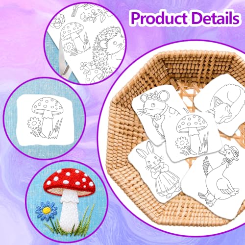 ORIGACH 4 Sheets Animal Water Soluble Embroidery Patterns Stabilizers - color: Forest Animal