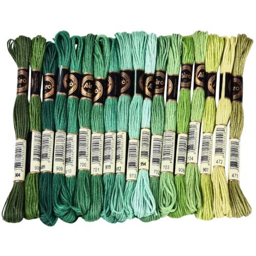 18 Skeins 157.5 Yards 6 Strands Sea Green Variegated Friendship Bracelet String Cross Stitch Floss Embroidery Thread Gradient Bulk Polyester Yarn Set for Crochet Knitting Sewing Weaving DIY - color: Sea Green