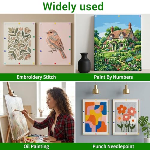 24 Pcs Stretcher Bars for Needlework with 100 Tacks, 6 Sizes Wooden Canvas Splicing Needlepoint Stretcher Bars Frame Set for Embroidery & Craft Supplies