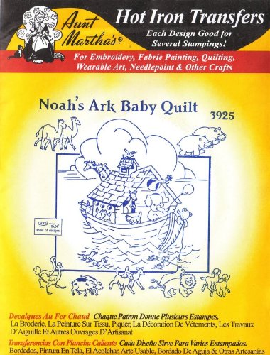 Noah's Ark Baby Quilt Aunt Martha's Hot Iron Embroidery Transfer