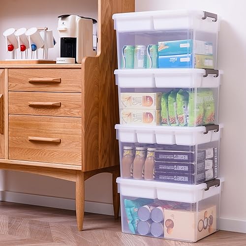 Citylife 32QT 4Packs Clear Craft Organizers and Storage Box with Tray - size: 32 Qt- 4 Pack