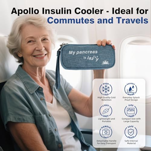 apollo walker Insulin Cooler Travel Case with Ice Packs and Insulation - color: Light Blue, size: Small