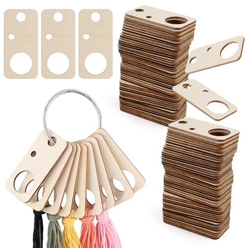 101pcs Wooden Embroidery Floss Drop,Embroidery Floss Organizer with Floss Ring Cross Stitch Bobbins for DIY Sewing Storage,Craft Supplies(Style D) - color: Rectangle