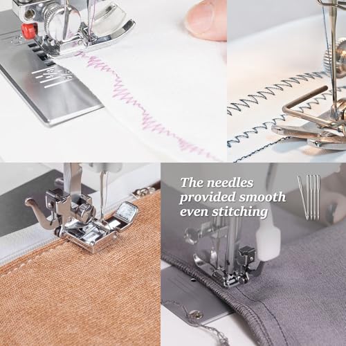 Juxiamal 80 PCS Universal Sewing Machine Needles 6 Sizes 65/9 75/11 80/12 90/14 100/16 110/18 Compatible with Singer Brother Heavy Duty Sewing Needles for Leather Embroidery Jeans
