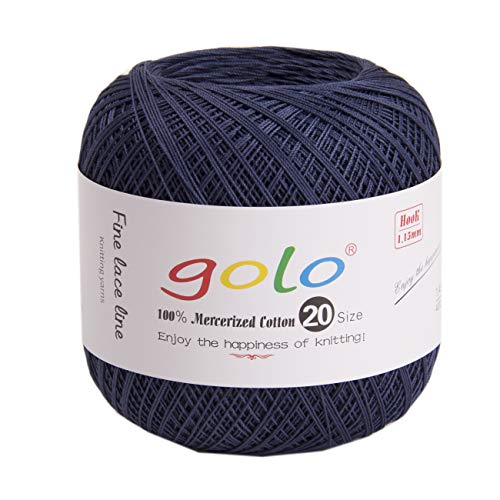 golo Crochet Thread Yarns for Begingers Size 20 Deep Blue Yarn 357 - color: 357 Deep blue