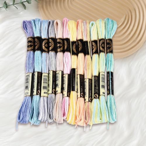 12 Skeins 105 Yards Colorful Friendship Bracelet String for Craft - color: Light Color Schemes