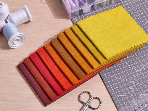 Craftido - 11 Options Solids with Tweed Tonals - Assorted Color Cotton Quilting Fabric Bundles 10pcs Fat Quarters 18"x21" - Medium Weight 5.2oz - for Quilting, Sewing and Crafts - Autumn Hues - color: Autumn Hues