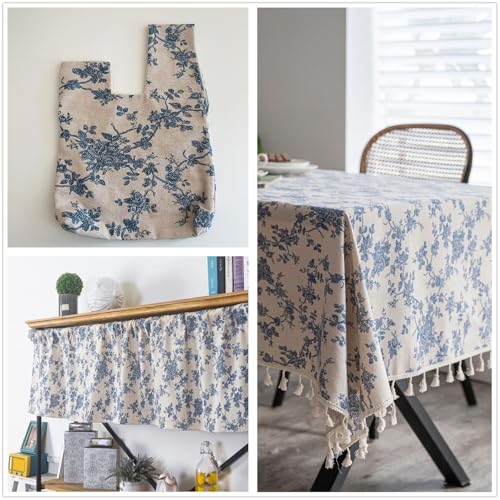 Linen Floral Fabric by The Yard 3 Yard by 62 Inch Width - color: Farmhouse Peony, size: 3 Yard