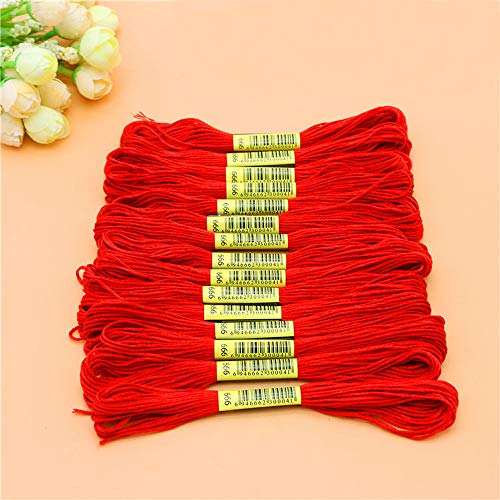 Embroidery Floss Kit-24 Skeins Premium Cross Stitch Thread for Knitting, Embroidery Stitching and Cross Stitch Project - color: Red