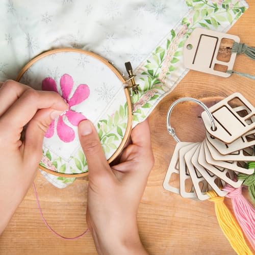 101pcs Wooden Embroidery Floss Drop,Embroidery Floss Organizer with Floss Ring Cross Stitch Bobbins for DIY Sewing Storage,Craft Supplies(Style C) - color: Square