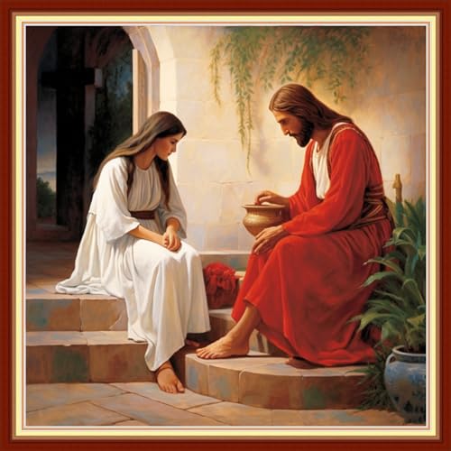 Foxdiviy Stamped Cross Stitch Kits Full Range of Embroidery Needlework Starter Kits for Beginners Adults 11CT Embroidery Patterns Art Crafts DIY Needlepoint Kits-Jesus Preaching 18x18 inch - color: Stamped Set 20