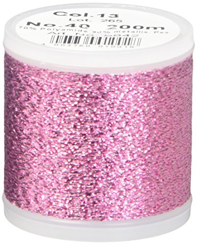 Madeira 9842-13 Metallic Nylon/Polyester Embroidery Thread, 40wt/220 yd, Textured Light Pink - color: Textured Light Pink
