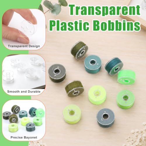 72 Pcs Pre-Wound Bobbins Sewing Thread 72 Colors (Green) - color: Green