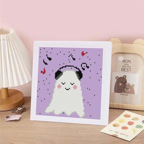 niurenmaoyi Ghost 11CT Cross Stitch Kits for Beginner with Framed,7x7in - color: Cross Stitch Kits0518-01