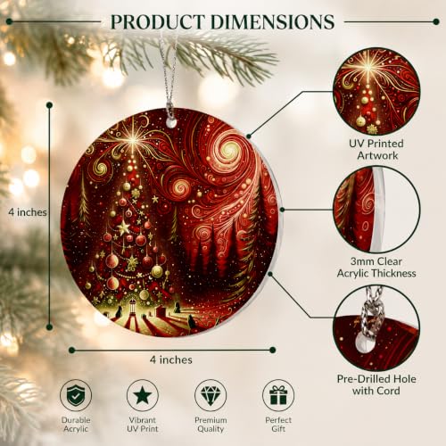 Christmas Ornament 2026, Northern Lights Ornament, Starry Night Gifts - color: Xmas Tree Red