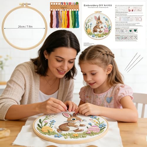 BoAn 3D Rabbit Embroidery Kit for Adults, DIY Hand Embroidery Craft Kit - color: rabbit-2
