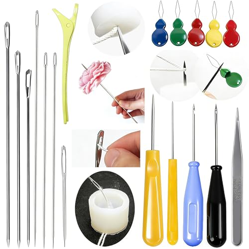 18PCS Candle Punch Tool Professional Candle Wick Needle for Silicone Molds and Candles,Hook Punch Needle Wick for Molds,Candle Making Supplies for Beginner - color: 18PCS