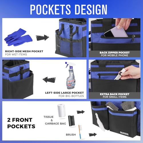 SCAVATA Compact Wearable Cleaning Caddy with Handle & Shoulder Straps - color: Blue