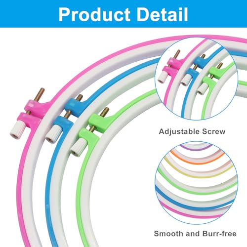Marvexi 6Pcs Circle Plastic Embroidery Hoop Set
