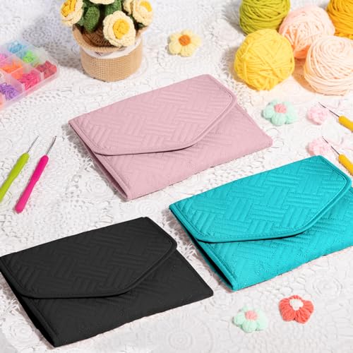 MYBAGZING Crochet Hook Holder Case, Foldable Organizer for Crochet Supplies - color: Black, size: 7 Inches