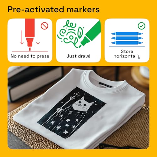 ARTISTRO 2 Black Dual-Tip Fabric Markers Decorating Kit Permanent for Cloth
