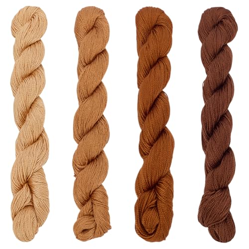 FREEBLOSS 4 Pcs Sashiko Thread Sashiko Skein 4 * 100 M Pure Cotton Embroidery Thread Japanese Sewing Threads Quilting & Embroidery Sewing Kit Supplies 4 Brown Theme Colors - color: Brown