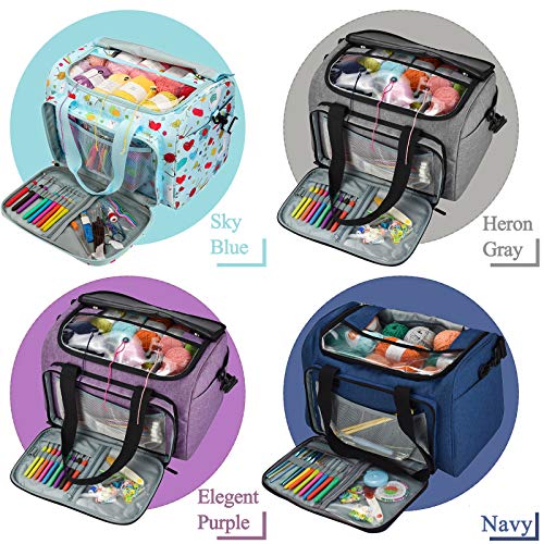 Coopay Giant Knitting Tote Bag, Travel Knitting Bag Yarn Storage Bag with Removable Inner Divider for Knitting Needles, Yarn, Crochet Supplies and Knitting Needles Accessories - color: Ruthless Grey
