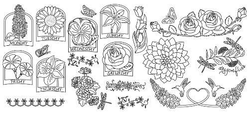 Aunt Martha's 410 Fanciful Flowers Embroidery Transfer Pattern Book Kit - size: 8.5 x 11 inches, style: Flowers