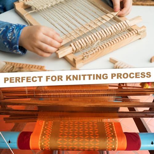 MECCANIXITY Hand Loom Stick Set, 14pcs Knitting Tools Including Wood Weaving Crochet Needle Wooden Shuttle Wood Weaving Comb for Knitting Crafts