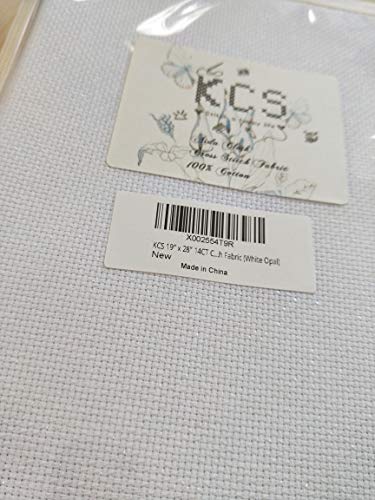 19" x 28" 14CT Counted Cotton Aida Cloth Cross Stitch Fabric (White Opal) - color: White Opal