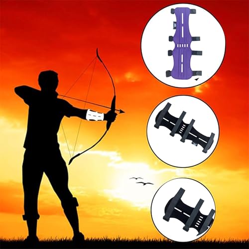 Hunt & Seek Fabric Archery Arm Guard 4 Hook-and-Loop Adjustable Straps Hunting Arm Guard Forearm Wrist Protector Archery Bracer Adult Unisex - color: Purple