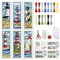 FREEBLOSS 6 Set Cross Stitch Bookmark Kit 11CT Lighthouse Scenery Pattern - style: LightHouse