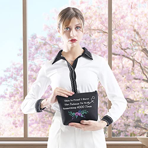 GJTIM Cross Stitch Gift Cross Stitch Project Bag This Is Proof I Stab Something 4000 Times Sewing Project Bag - color: Sth. 4000 Times Black