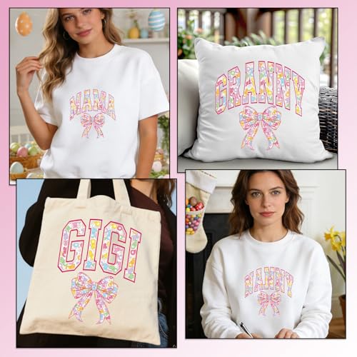 Rngmsi Dtf Transfers Ready to Press - 12 Pcs Easter Mama Iron on Patches for T-Shirts, Bow Iron on Stickers Heat Transfer Vinyl Decals for DIY Fabric Clothes Decor - style: Easter Mama