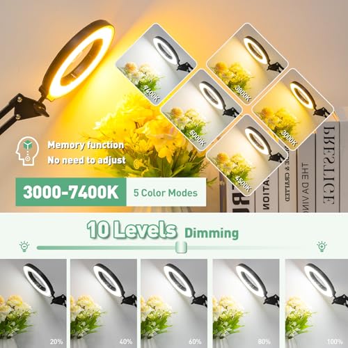 Magnifying Glass with Light and Clamp, 4.2in 12X 30X Extended Arm - size: 4.2IN-2