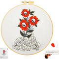 Crafmanoe Halloween Embroidery Starter Kit for Beginners Adults, Skull Flowers Stamped Cross Stitch Kits for Beginners Adults, Gothic Hand Embroidery Needlepoint Kits, Hoops, Fabric and Video Tutorial - color: H868