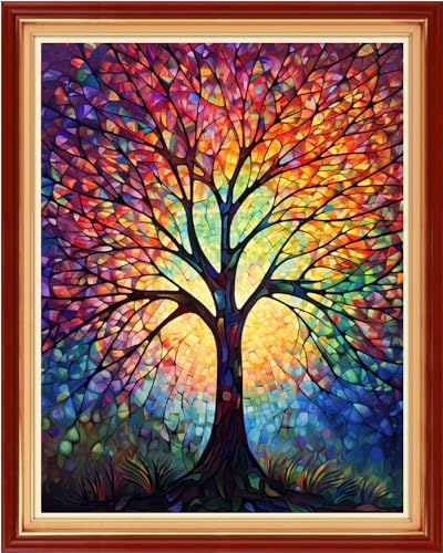 Funxvoot Stamped Cross Stitch Kits Beginners Full Range of Embroidery Kits for Adults 11CT Embroidery Patterns Needlepoint Kits Printed Cross Stitch Kits-Magic Night Light Tree 16x20 inch - color: Craftsstyle08