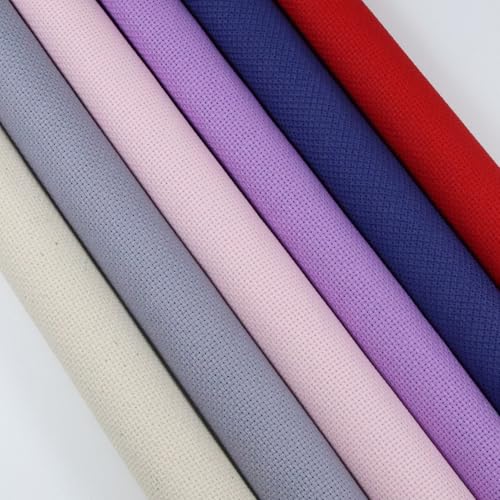 KCS 6 pc of 15" x 18" (38cmx45cm) Counted Cotton Aida Cloth Cross Stitch Fabric Rolled Box (16CT-J) - color: 16ct-j