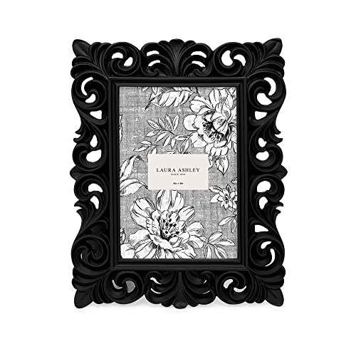 Laura Ashley 4x6 Black Vintage Inspired Resin Scroll Design Picture Frame - color: Black, size: 4x6