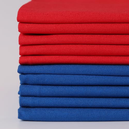 10 Pieces 18 x 21 Inches Cotton Fabric Precut Quilting Fabric Bundles Solid Colors Layer Cakes Quilt Material for DIY Craft Sewing Embroidery (Red Blue) - color: Red Blue