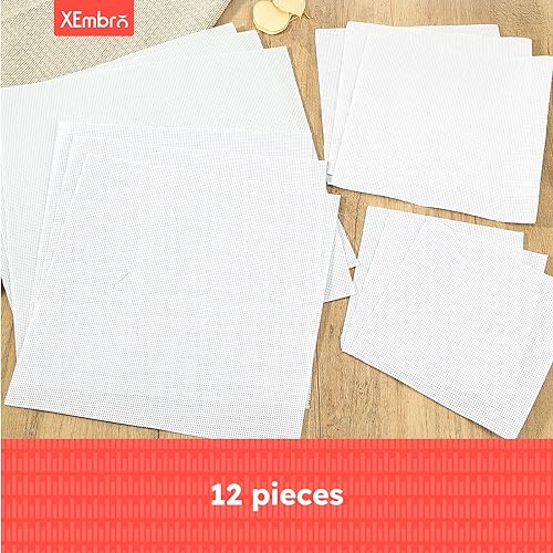 12 PCS Aida Cloth 14 Count, 4 Sizes White Cross Stitch Fabric for Craft Embroidery, Classic Reserve Aida Cloth for Embroidery Beginner, Needlework, Cross Stitch (5.9 to 11.8inch)