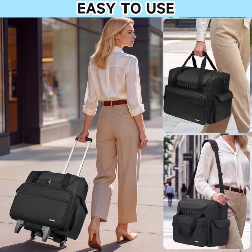 Rolling Craft Bag, Large Craft Bag with Wheels for Scrapbook Supplies - color: Black, size: With Trolley